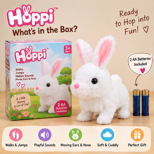 Hoppi Walking & Jumping Rabbit Toy with Sound for Kids | (Free 2 AA Batteries Included)